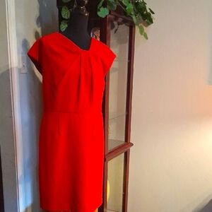 Liz Claiborne Red Asymmetrical Pleated Mini Dress